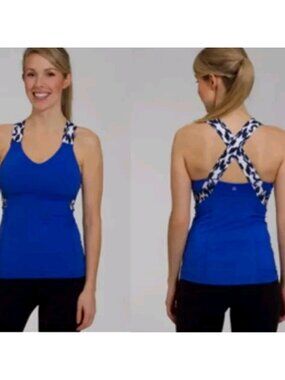 Lululemon Blue Sprinkler Ikat Push Ur Limits Tank
